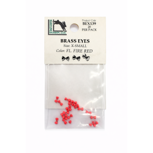 Hareline Brass Eyes – X-Small – FL Fire Red